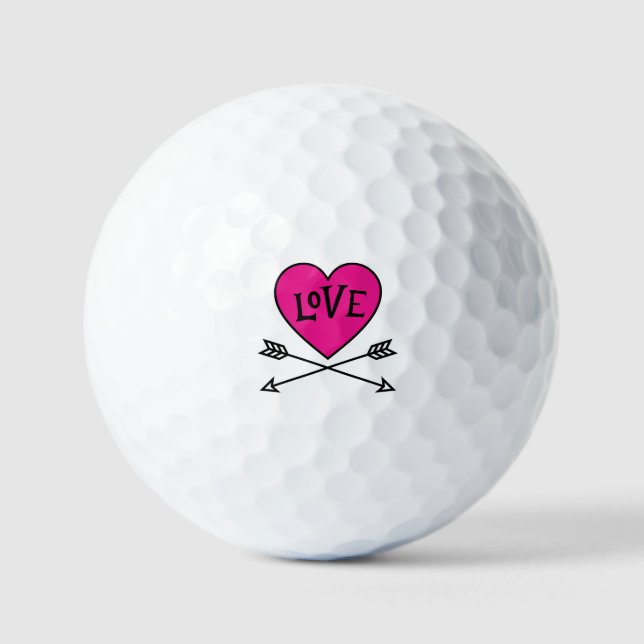 Pelotas De Golf Pink Heart Cupid's Bows LOVE (Anverso)