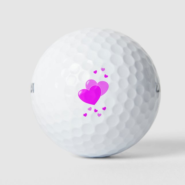 Pelotas De Golf Pink Hearts Girly (Anverso)