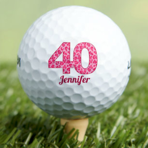 Pelotas De Golf Pink Leopard Print 40 años de cumpleaños