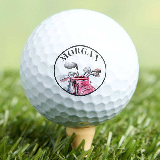 Pelotas De Golf Pink Name Monogram (Pink Name Monogram Golf Balls)