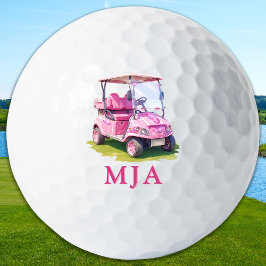 Pelotas De Golf Pink Personalized Golf Cart Custom Monogram 