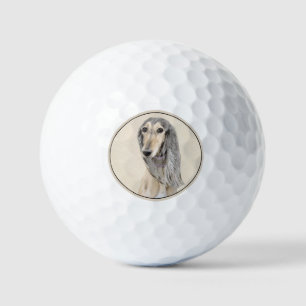 Pelotas De Golf Pintado Saluki (Amanecer) - Arte Perro Original Cu
