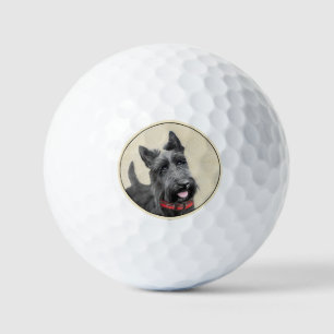 Pelotas De Golf Pintado Terrier Escocés - Arte Perro Original