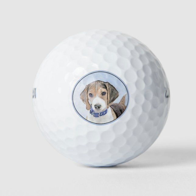 Pelotas De Golf Pintura Beagle - Arte Perro Original Cuto (Anverso)