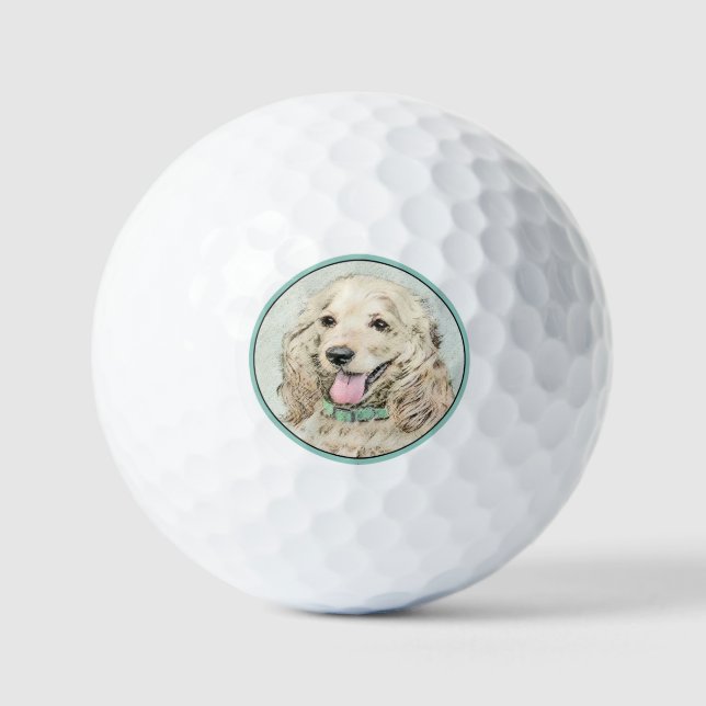Pelotas De Golf Pintura Buff de Cocker Spaniel - Arte Perro Origin (Anverso)