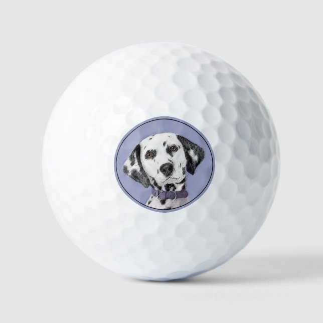 Pelotas De Golf Pintura dálmata - Arte de perro original (Anverso)
