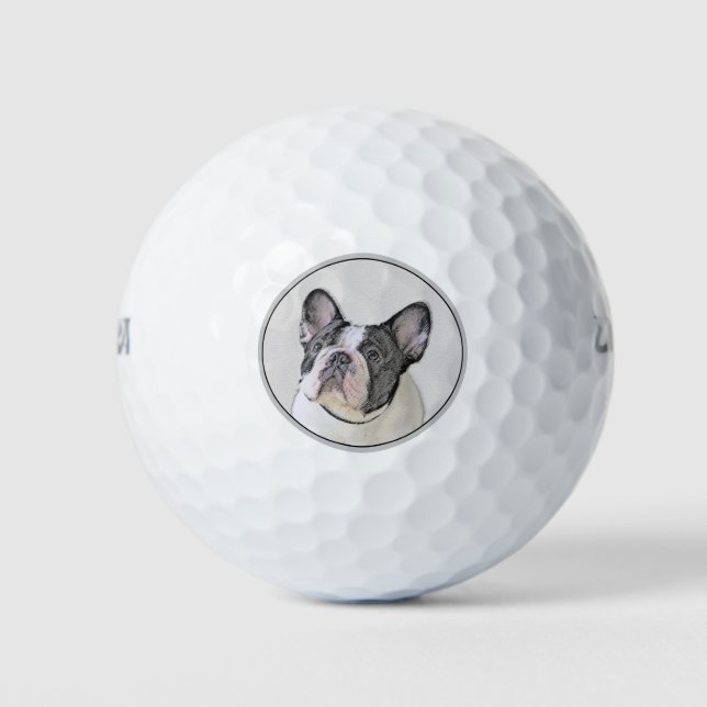 Pelotas De Golf Pintura de Bulldog francés (Brindle Pied) - Arte d (Anverso)