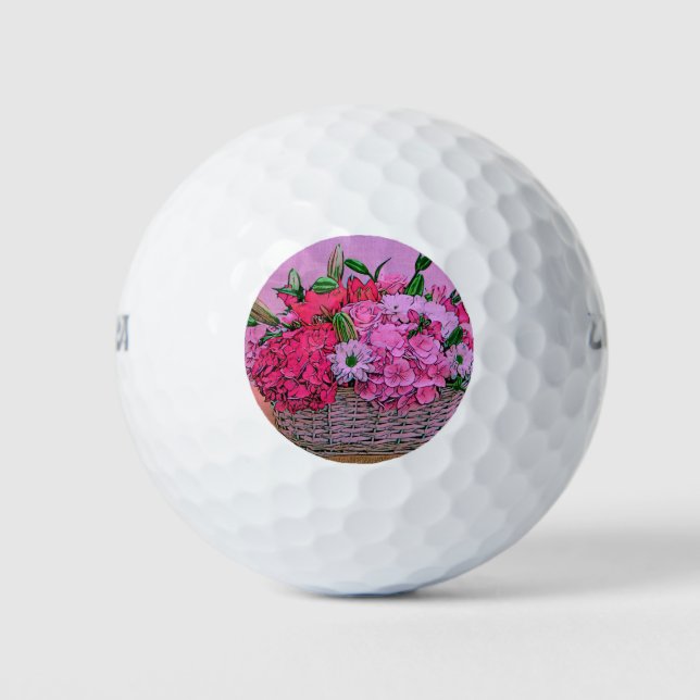 Pelotas De Golf Pintura de cesta de flores (Anverso)