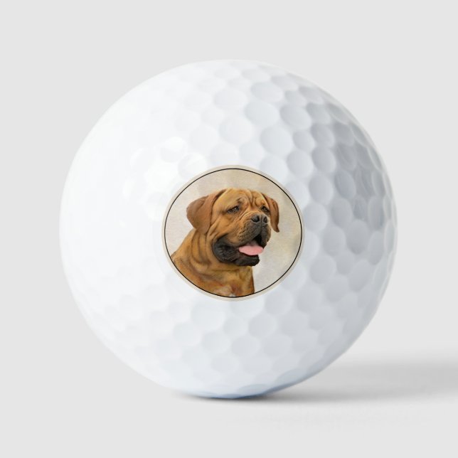 Pelotas De Golf Pintura de Dogue de Burdeos - Arte de perro origin (Anverso)