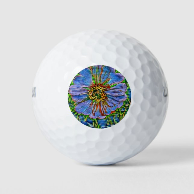 Pelotas De Golf Pintura de flores moradas (Anverso)
