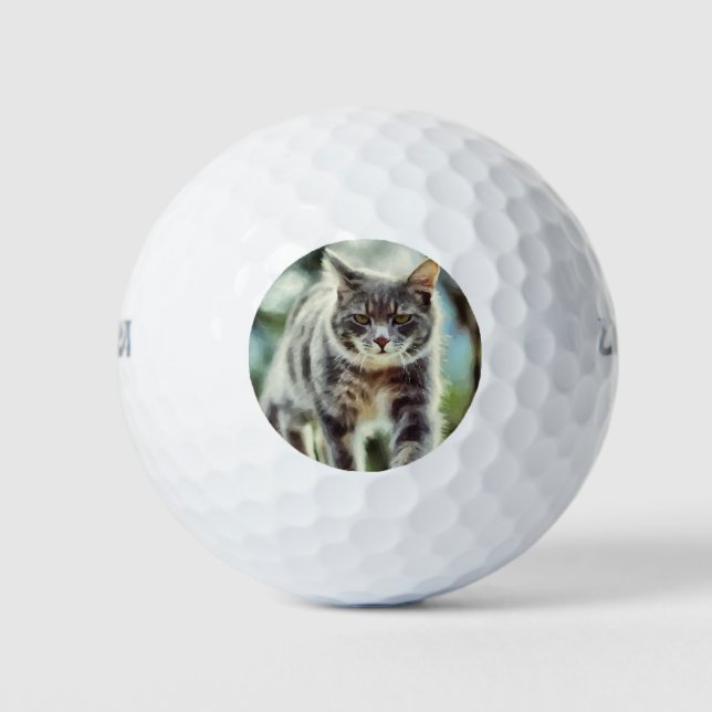 Pelotas De Golf Pintura de gato (Anverso)