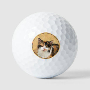 Pelotas De Golf Pintura de gato calico - Arte de gato original lin