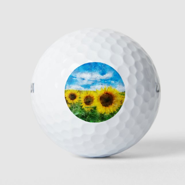 Pelotas De Golf Pintura de girasoles (Anverso)