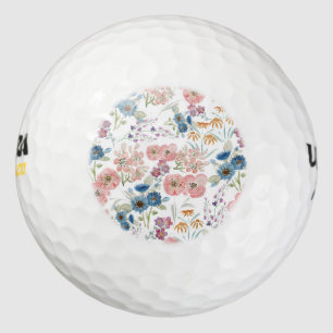 Pelotas De Golf Pintura de mano floral en campo acuarela