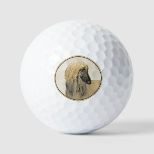 Pelotas De Golf Pintura de perro afgano - Arte de perro original l