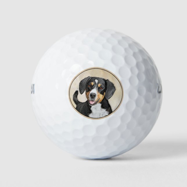Pelotas De Golf Pintura de perro de la montaña Entlebucher - Arte  (Anverso)