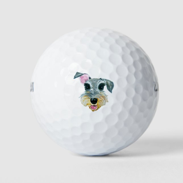 Pelotas De Golf Pintura de perro facial de Schnauzer (Anverso)