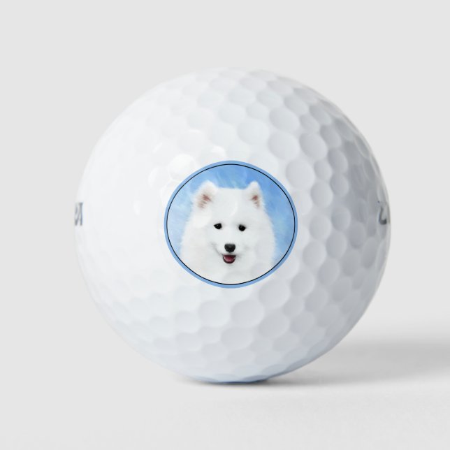 Pelotas De Golf Pintura de pimienta de Samoyed - Arte Perro Origin (Anverso)