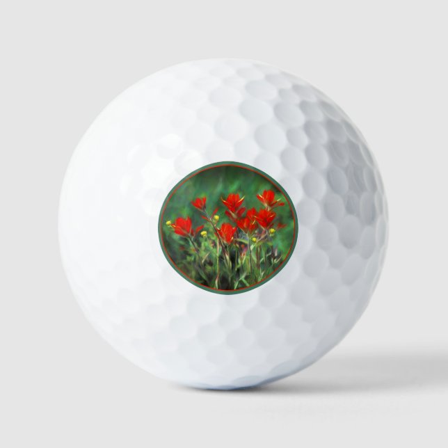 Pelotas De Golf Pintura de pincel indio - Arte de flores original (Anverso)