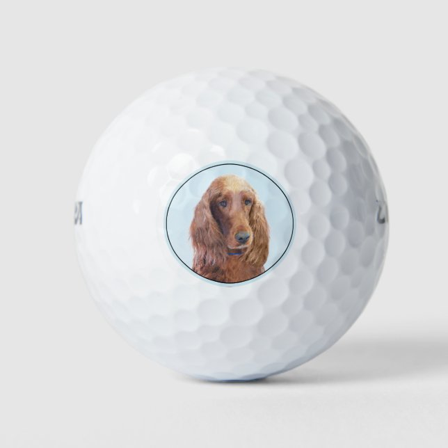 Pelotas De Golf Pintura de Setter Irlandés - Arte de Perro Origina (Anverso)