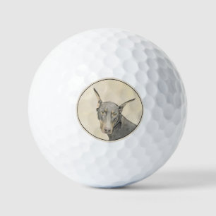 Pelotas De Golf Pintura Doberman Pinscher - Original Dog Art