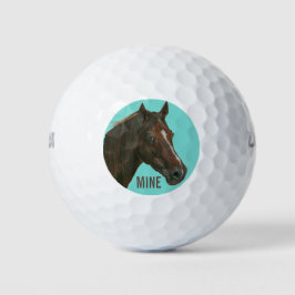 Pelotas De Golf pintura equina única de caballo de mare de castaño