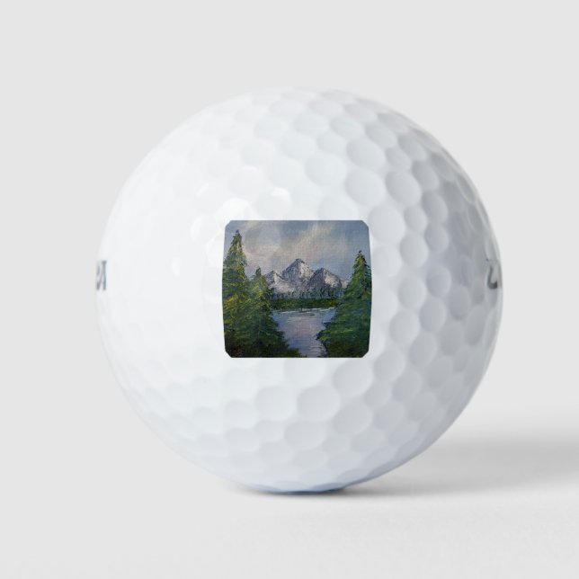 Pelotas De Golf Pintura estilo Bob Ross #2 (Anverso)