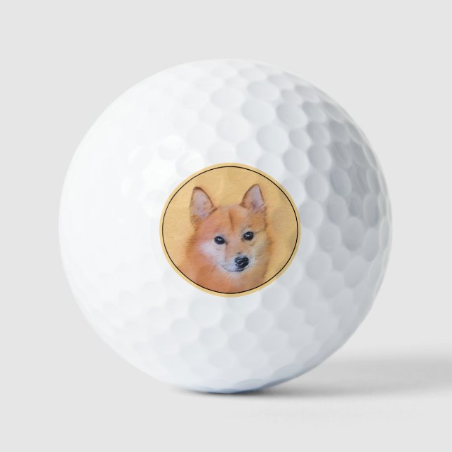 Pelotas De Golf Pintura finlandesa de Spitz - Arte de perro origin (Anverso)
