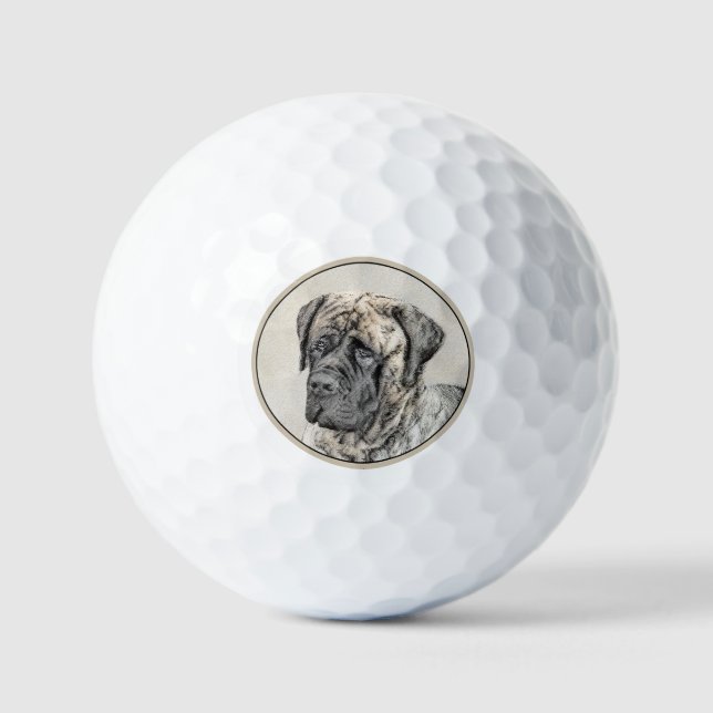 Pelotas De Golf Pintura inglesa de castiff (Brindle) - Arte de per (Anverso)