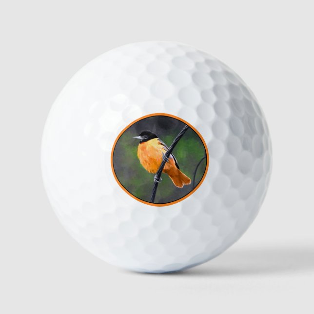 Pelotas De Golf Pintura Oriole - Arte original de aves (Anverso)