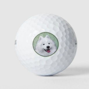 Pelotas De Golf Pintura Samoyed - Arte Perro Original Cuto