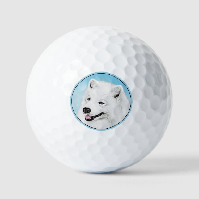 Pelotas De Golf Pintura Samoyed - Arte Perro Original Cuto (Anverso)