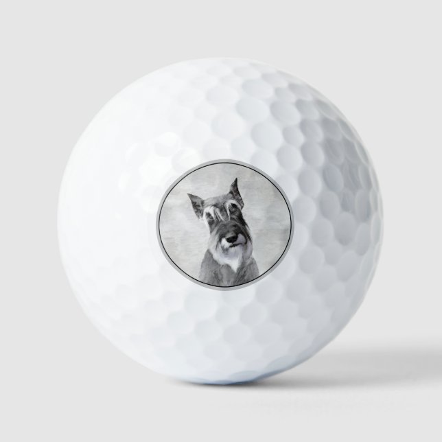 Pelotas De Golf Pintura Schnauzer (gigante) - Arte de perros (Anverso)