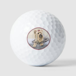 Pelotas De Golf Pintura Terrier de Yorkshire - Arte Perro Original