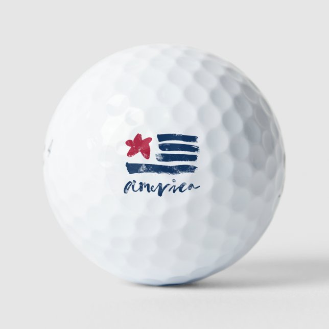 Pelotas De Golf Pinturas de la bandera estadounidense (Anverso)