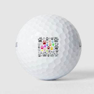 Pelotas De Golf Pinturas De Pata De Perro Coloridas En Gris