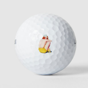 Pelotas De Golf PinUp clásico de cabeza roja