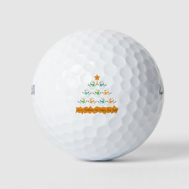 Pelotas De Golf Pirámide de árboles de Navidad hecha de muñecos de (Anverso)