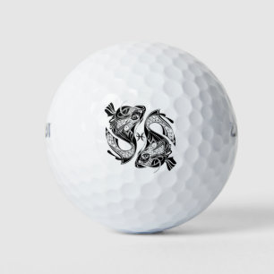 Pelotas De Golf Pisce el símbolo y Rótulo del zodiaco de pescado