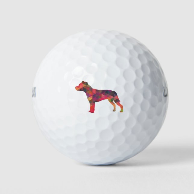 Pelotas De Golf Pitbull Perro Raza Silhouette Geométrica Múltiple (Anverso)