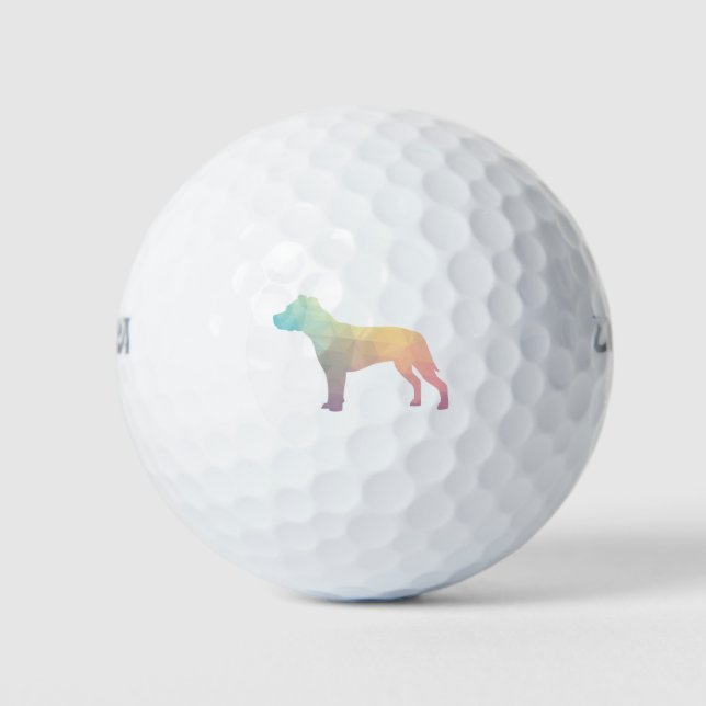 Pelotas De Golf Pitbull Perro Raza Silhouette Pastel Geométrico (Anverso)
