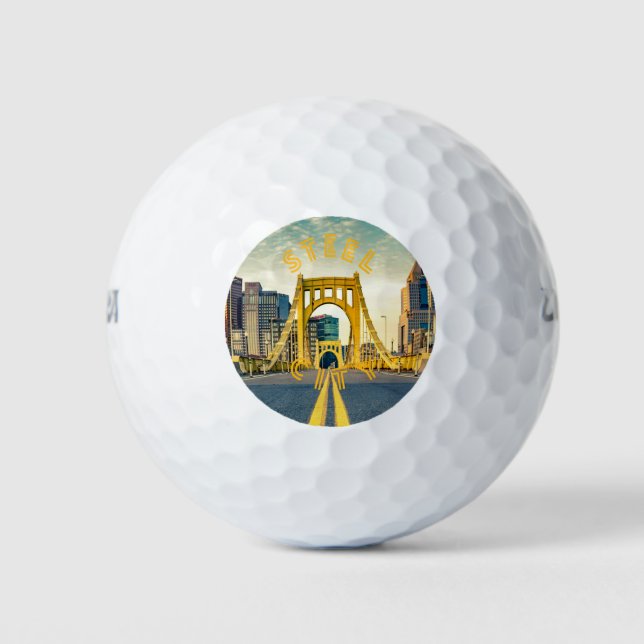 Pelotas De Golf Pittsburgh Steel City Skyline 412 Pennsylvania Can (Anverso)