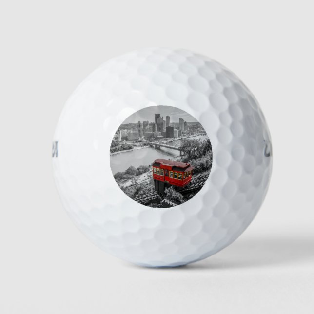 Pelotas De Golf Pittsburgh Steel City Skyline Incline Photography (Anverso)