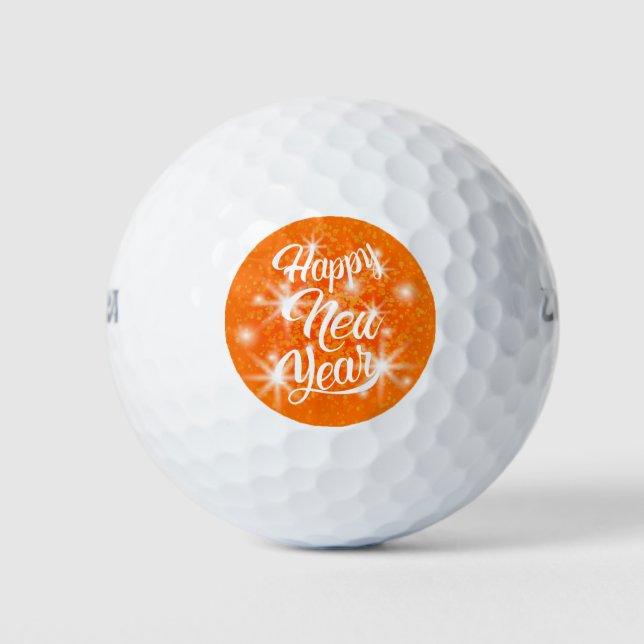 Pelotas De Golf Placa acuarela de Año Nuevo Feliz (Anverso)