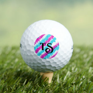 Pelotas De Golf Placa brillante azul y rosa