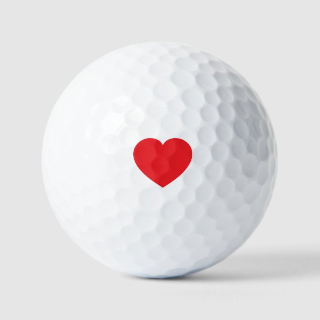Pelotas De Golf Plain Modern White Red Love Heart Graphic (Anverso)