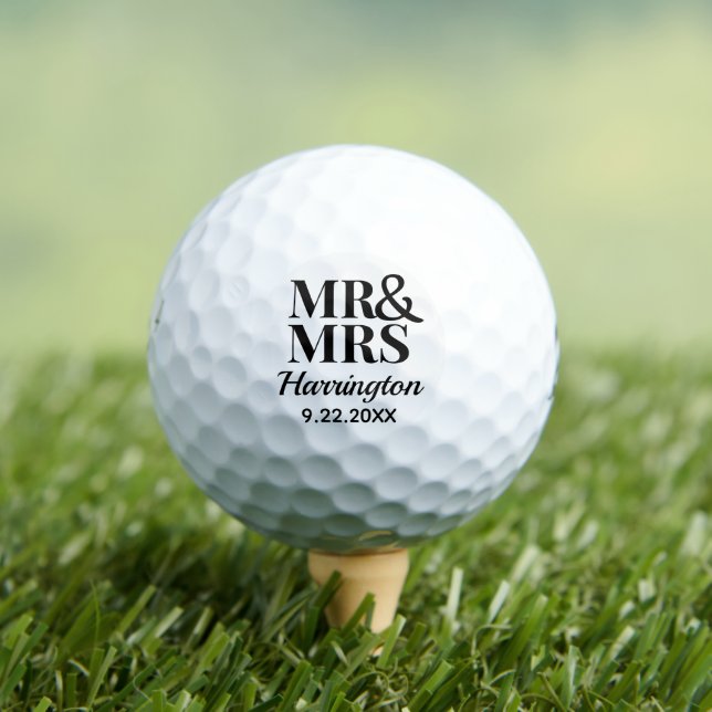 Pelotas De Golf Plantilla De Boda Favor Mr & Mrs Name Cute Classy (Camiseta in situ)