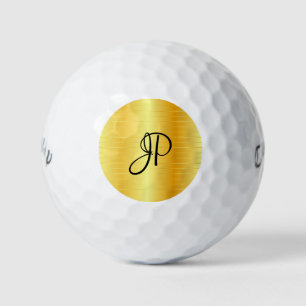 Pelotas De Golf Plantilla de nombre elegante monogramado Gold Look