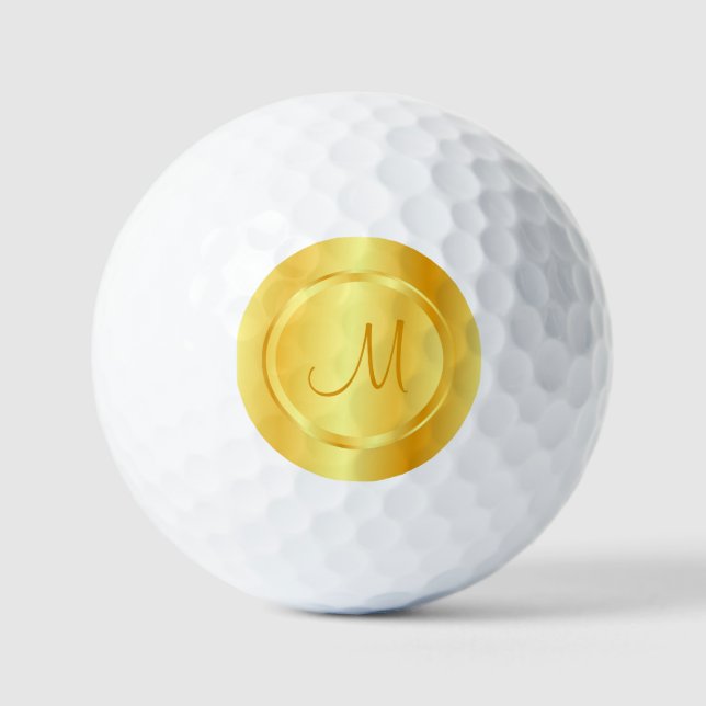 Pelotas De Golf Plantilla Monogramada Elegante Faux Gold Modern (Anverso)