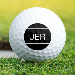 Pelotas De Golf Plantilla Negra Personalizada con Monograma para G